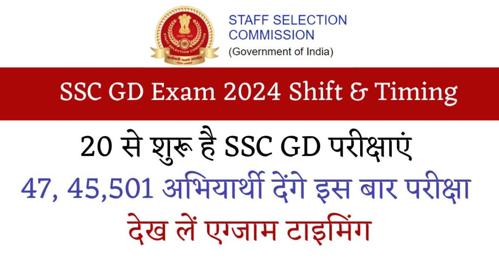 SSC GD Exam 2024 Shift & Timing: 20 से शुरू है SSC GD परीक्षाएं, 47, 45,501 अभियार्थी देंगे इस बार परीक्षा, देख लें एग्जाम टाइमिंग