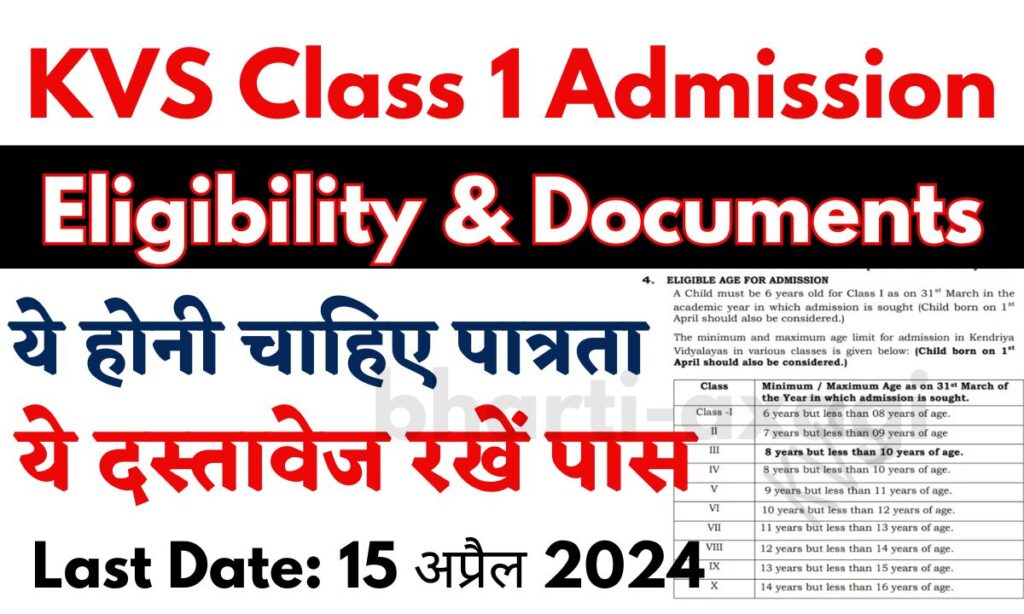 KVS Class 1 Admission Eligibility And Documents: ये होनी चाहिए पात्रता और ये दस्तावेज रखें पास – अभी भरें फॉर्म